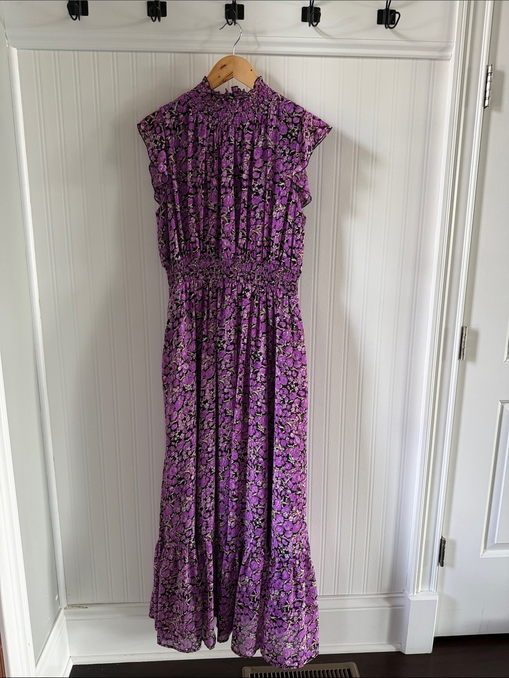MELLODAY Purple Floral Ruffled Maxi Dress